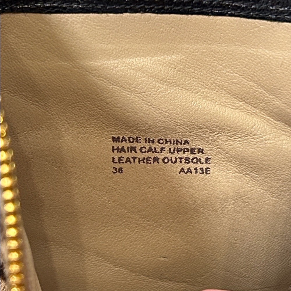 Michael Kors Leopard Calf Hair Embossed Leather Gold Zip Chunky Heel Ankle Boots - Picture 16 of 16